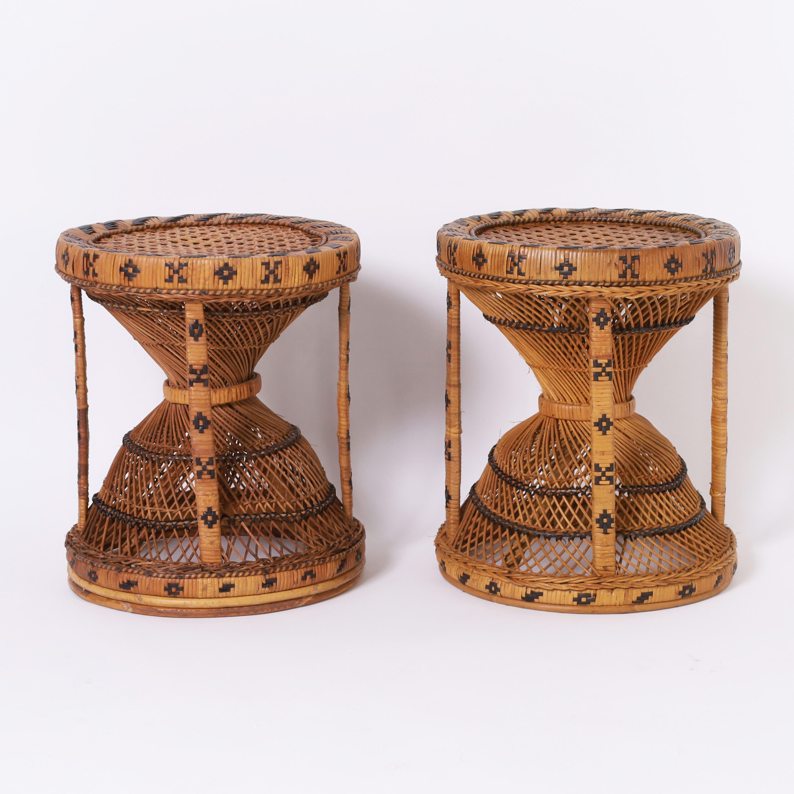 Pair of Vintage Anglo Indian Wicker Stools or Stands