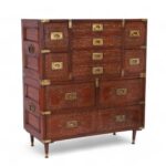 Antique Anglo Indian Inlaid Campaign Chest of Drawers