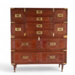 Antique Anglo Indian Inlaid Campaign Chest of Drawers