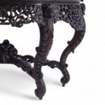 Carved Antique Anglo Indian Demilune Console Table