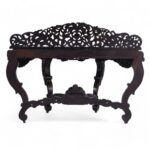 Carved Antique Anglo Indian Demilune Console Table