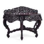 Carved Antique Anglo Indian Demilune Console Table