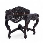 Carved Antique Anglo Indian Demilune Console Table