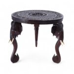 Anglo Indian Antique Carved Elephant Table or Stand