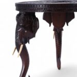 Anglo Indian Antique Carved Elephant Table or Stand