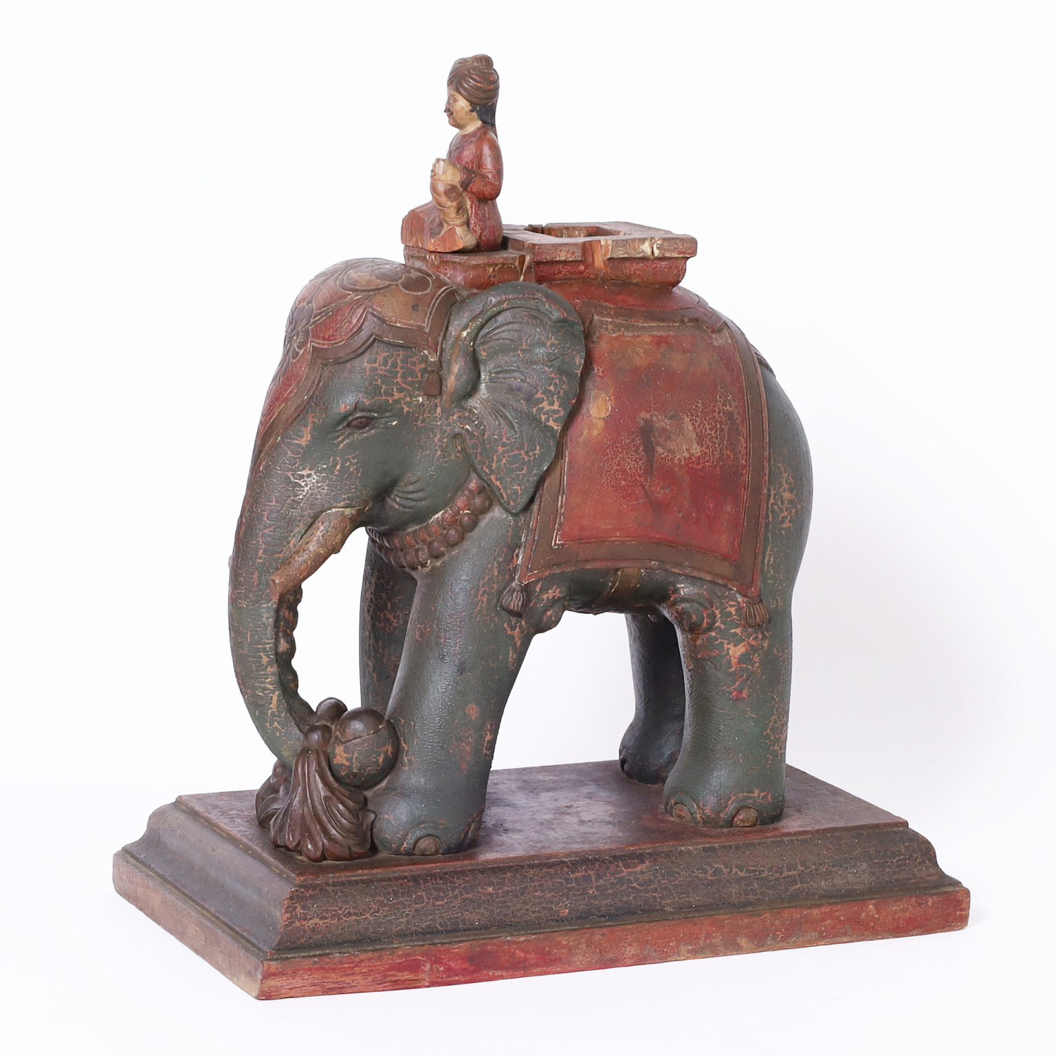 19th Century Anglo Indian Carved Wood Elephant