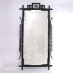 Antique English Bamboo and Eglomise Palm Tree Pier or Floor Mirror