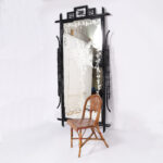 Antique English Bamboo and Eglomise Palm Tree Pier or Floor Mirror