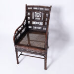 Pair of Antique Chinese Bamboo and Rattan Chairs and Stand