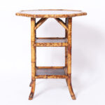 Antique English Burnt Bamboo and Lacquer Stand or Table