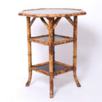 Antique English Burnt Bamboo and Lacquer Stand or Table