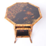 Antique English Burnt Bamboo and Lacquer Stand or Table