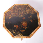 Antique English Burnt Bamboo and Lacquer Stand or Table