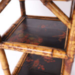 Antique English Burnt Bamboo and Lacquer Stand or Table