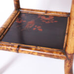 Antique English Burnt Bamboo and Lacquer Stand or Table