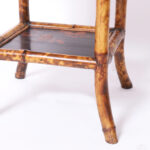 Antique English Burnt Bamboo and Lacquer Stand or Table