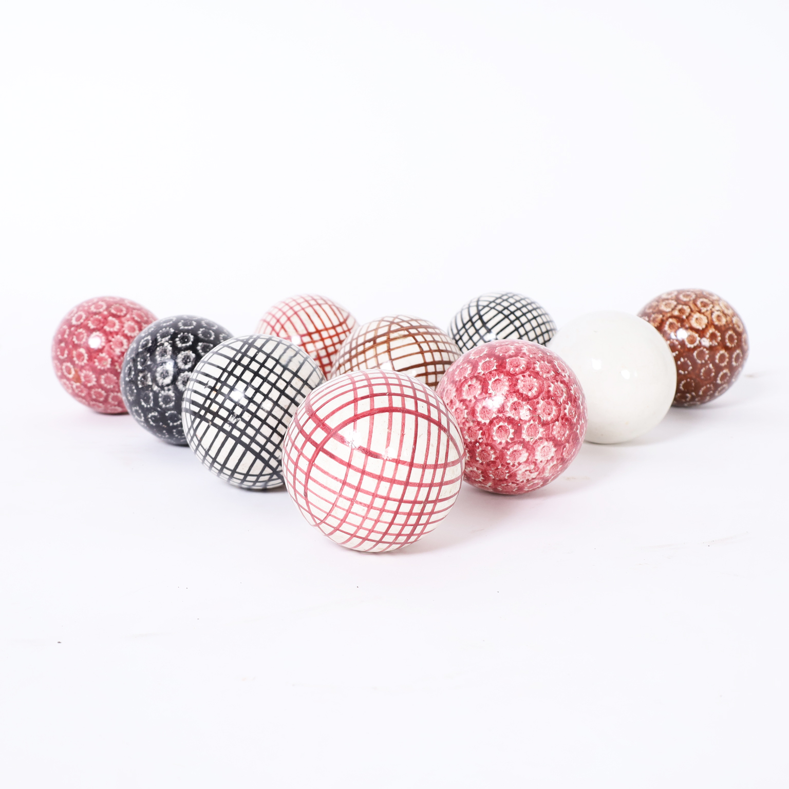 Collection of Ten Antique Carpet Balls