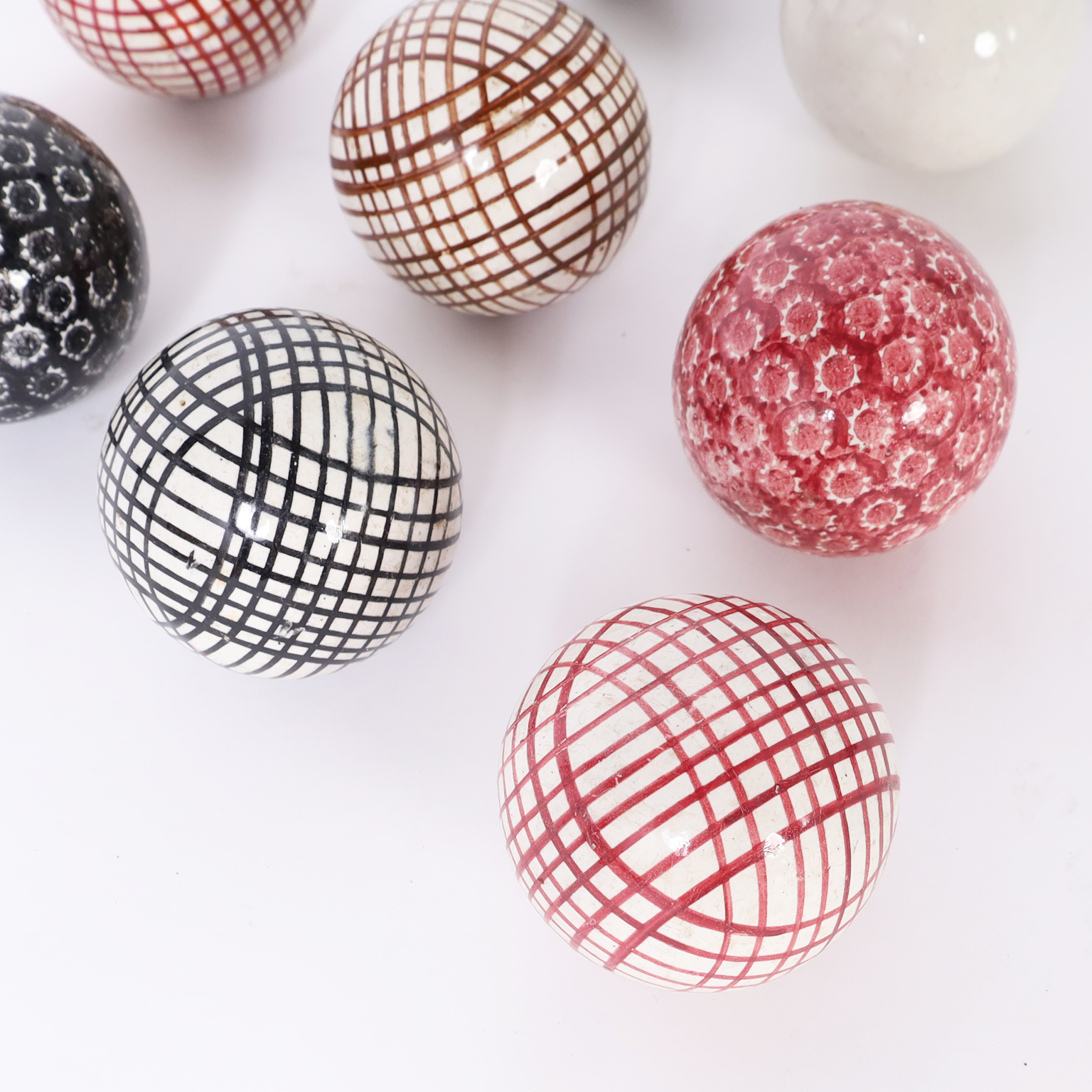 Collection of Ten Antique Carpet Balls