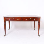 Antique British Colonial Mahogany Leather Top Partners Desk