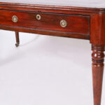 Antique British Colonial Mahogany Leather Top Partners Desk