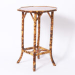 Antique English Burnt Bamboo and Lacquer Stand