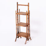 Antique English Three Tiered Burnt Bamboo Stand