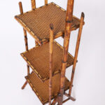 Antique English Three Tiered Burnt Bamboo Stand