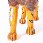 Antique Anglo Indian Folk Art Carved Wood Lion Tiger