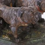 Antique Cold Painted Bronze Table Lamp with Bulldogs