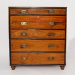 English Antique Campaign Chest with Pullout Desk