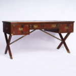 Antique Campaign English Leather Top Desk