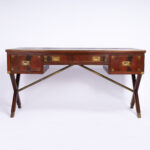 Antique Campaign English Leather Top Desk