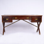 Antique Campaign English Leather Top Desk