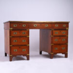 English Antique Campaign Leather Top Desk