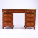 English Antique Campaign Leather Top Desk