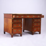 English Antique Campaign Leather Top Desk