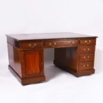 19th Century English Georgian Style Leather Top Partners Desk