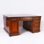 19th Century English Georgian Style Leather Top Partners Desk