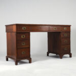 Antique English British Colonial Leather Top Desk