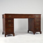 Antique English British Colonial Leather Top Desk