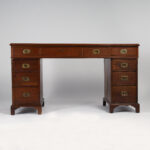 Antique English British Colonial Leather Top Desk