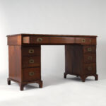 Antique English British Colonial Leather Top Desk