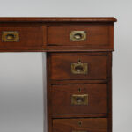 Antique English British Colonial Leather Top Desk