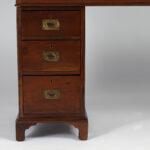 Antique English British Colonial Leather Top Desk