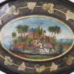 Antique English Tole Oval Tray with Orientalist Painting