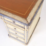 Antique French Provincial Leather Top Painted Kneehole Desk
