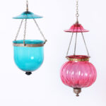 Two Antique Colorful Smoke Bell Light Fixtures, Priced Individually