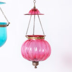 Two Antique Colorful Smoke Bell Light Fixtures, Priced Individually