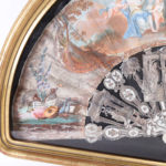 Antique Italian Painted Hand Fan of Courting Scene in a Glass Case
