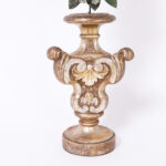Antique Italian Neoclassical Tole Flowers with Wood Stand